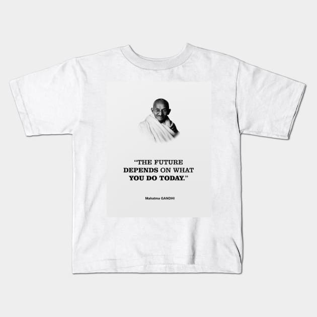 Mahatma Gandhi Success Quote Kids T-Shirt by klsnewsom